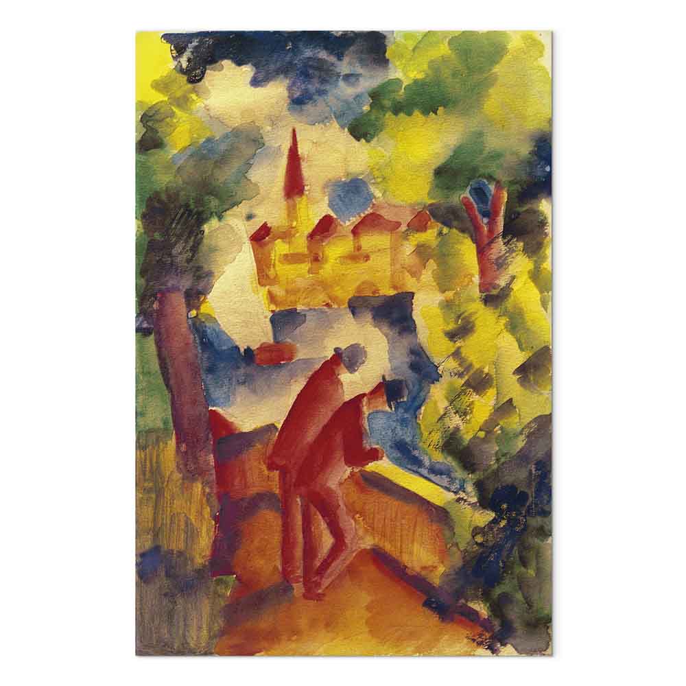 Leinwandbild - August Macke – Men on the Road by the Lake – Bild 2