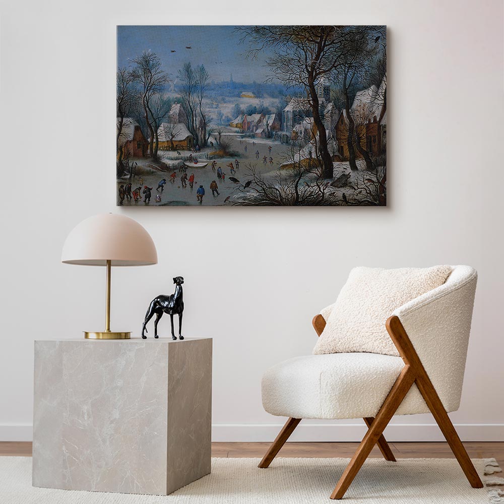 Leinwandbild - Pieter Brueghel the Younger – Winter Landscape with a Bird Trap – Bild 5