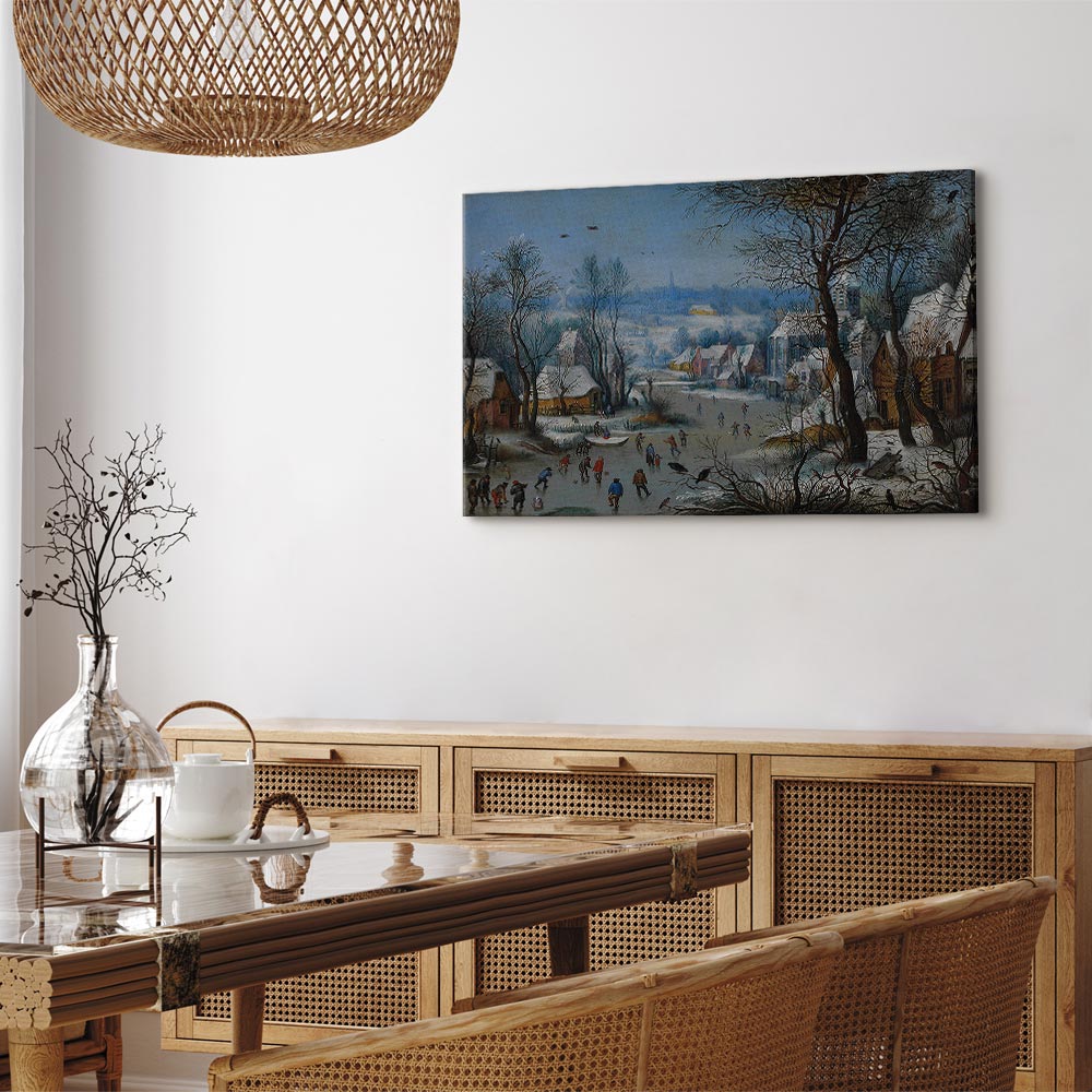 Leinwandbild - Pieter Brueghel the Younger – Winter Landscape with a Bird Trap – Bild 7