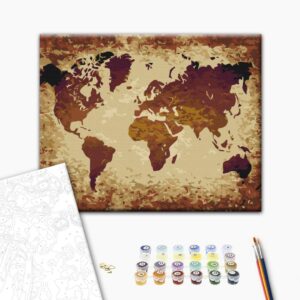 Malen nach Zahlen - World Map (Brown Colours)