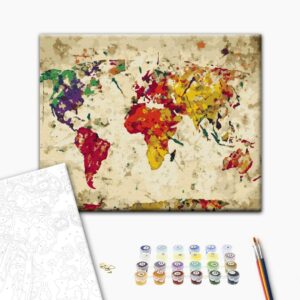 Malen nach Zahlen - World Map (Colour Splashes)