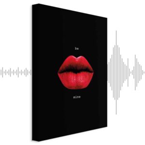Leinwandbild - Red Lips (1-part) - Black Background with English Text