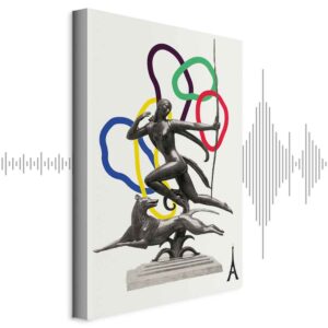 Leinwandbild - Woman With Dog - Illustration