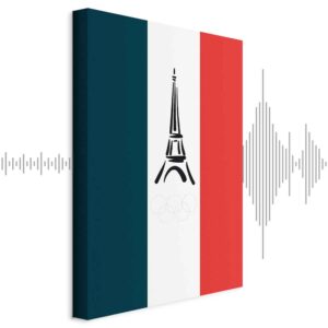 Leinwandbild - French Flag With Graphic Eiffel Tower
